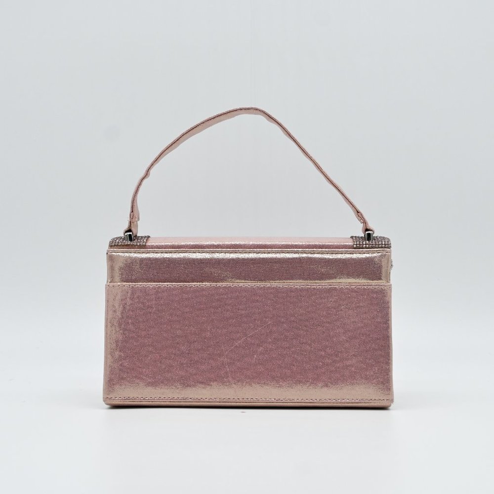 NINA Satin Rose Gold Embellished Handbag - Picture 3 of 6